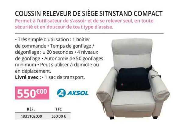 coussin releveur de siège sitnstand compact axsol