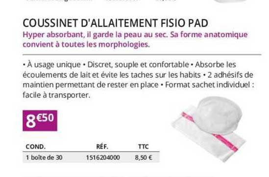 coussinet d'allaitement fisio pad