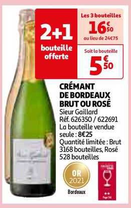 crémant de bordeaux brut ou rosé sieur gaillard