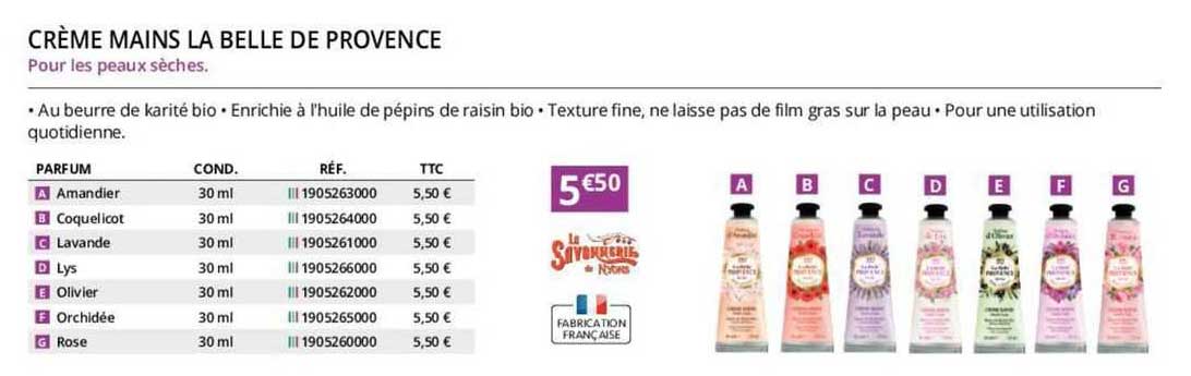 crème mains la belle de provence la savonnerie