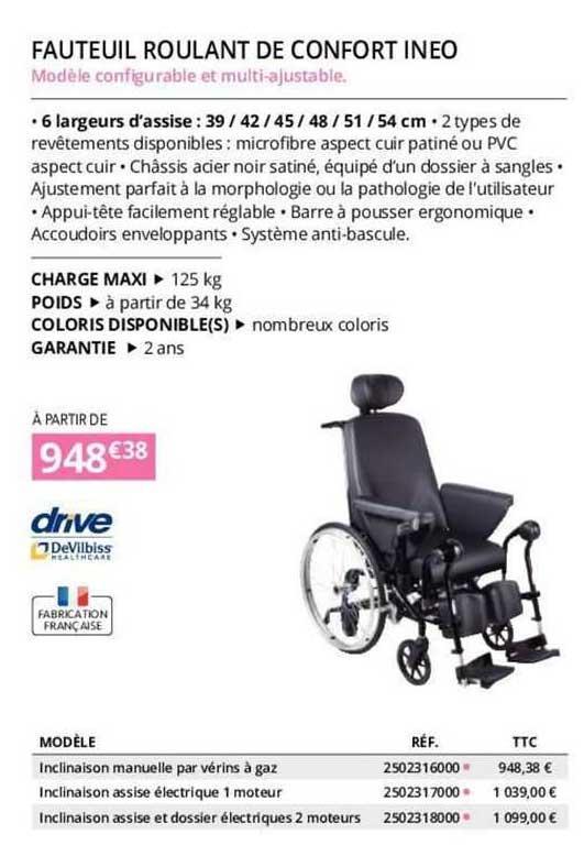 drive devilbiss fauteuil roulant de confort ineo