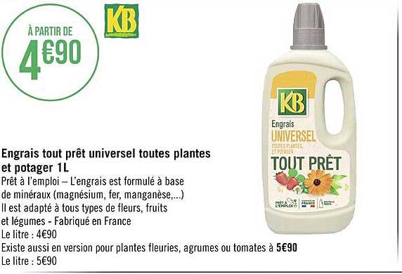 engrais tout prêt universel toutes plantes et potager 1l