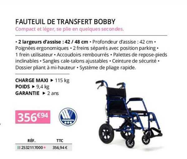 fauteuil de transfert bobby