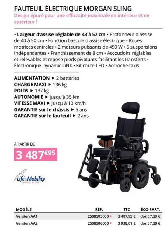 fauteuil électrique morgan sling life mobility