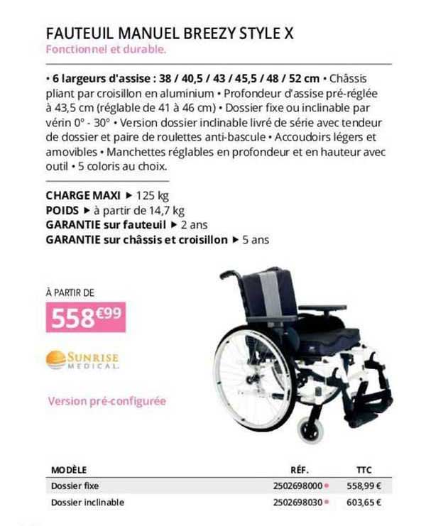 fauteuil manuel breezy stylex