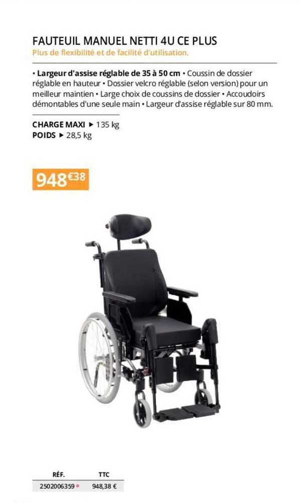 fauteuil manuel netti 4u ce plus