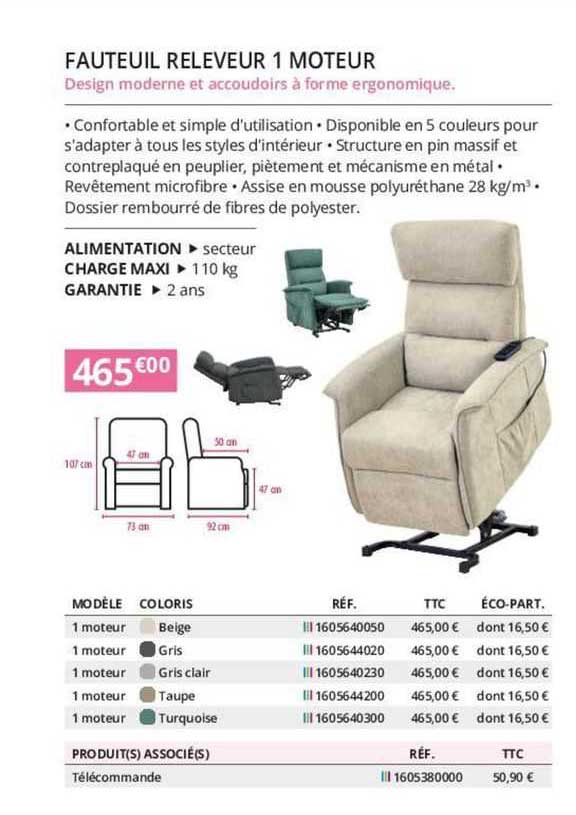 fauteuil releveur 1 moteur