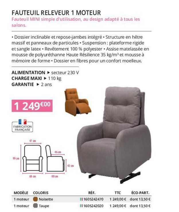 fauteuil releveur 1 moteur