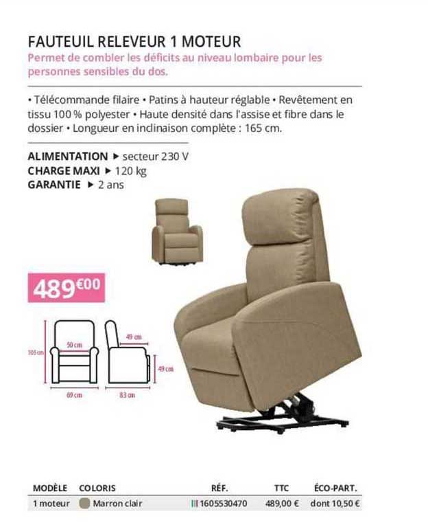 fauteuil releveur 1 moteur