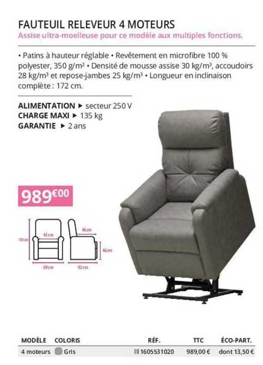 fauteuil releveur 4 moteurs