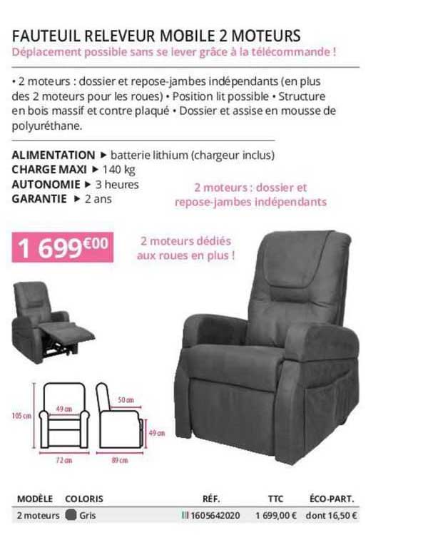 fauteuil releveur mobile 2 moteurs