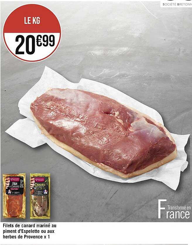 filets de canard mariné au piment d'espelette ou aux herbes de provence x 1