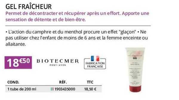gel fraîcheur biotecmer