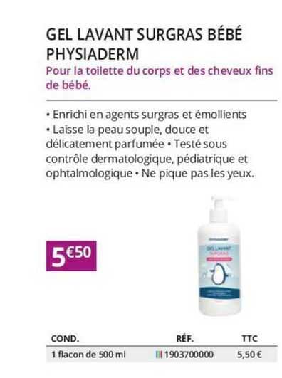 gel lavant surgras bébé physiaderm