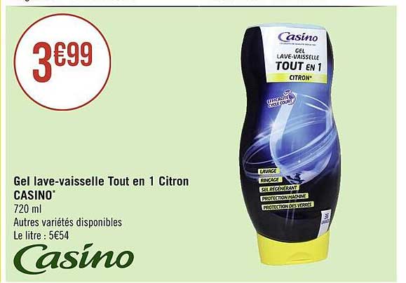 gel lave-vaisselle tout en 1 citron casino