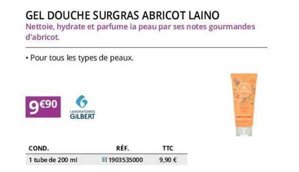 gilbert gel douches surgras abricot laino