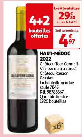 haut-médoc 2022 château tour carmail vin issu du cru classé château rauzan gassies