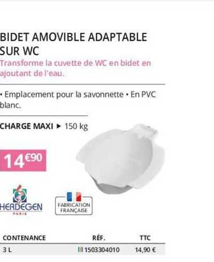 herdegen bidet amovible adaptable sur wc