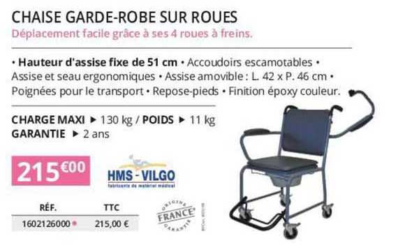 hms - vilgo chaise garde-robe sur roues