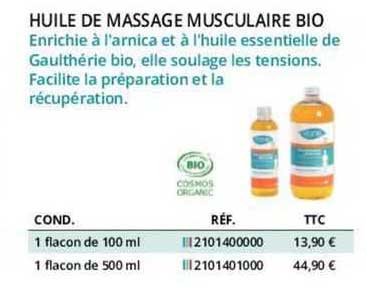 huile de massage musculaire bio