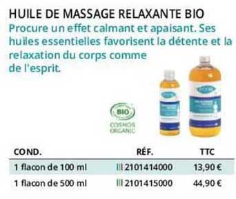 huile de massage relaxante bio