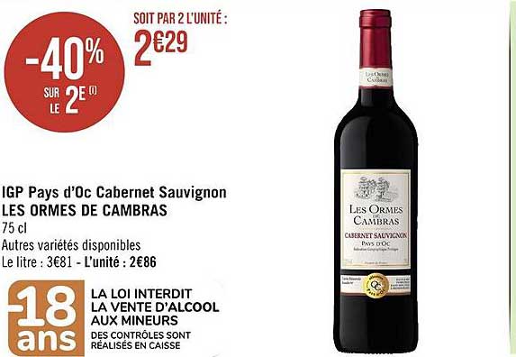 igp pays d'oc cabernet sauvignon  les ormes de cambras