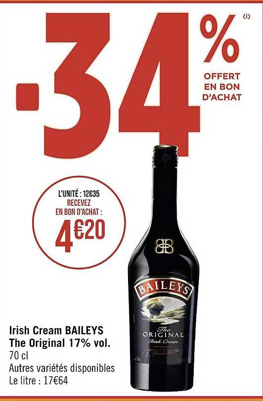 irish cream baileys the original 17% vol.