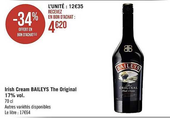 irish cream  baileys the original 17% vol