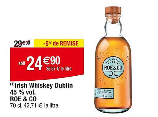 Irish Whiskey Dublin 45% Vol Roe & Co