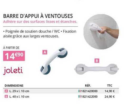 joleti barre d'appui à ventouses