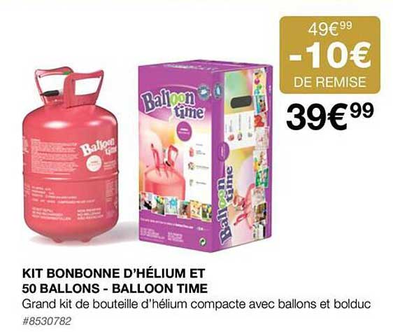 kit bonbonne d'hélium et 50 ballons - balloon time