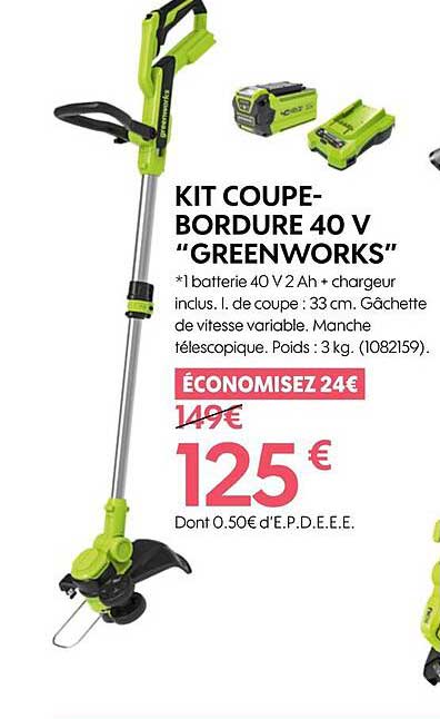 kit coupe-bordure 40 V "greenworks"