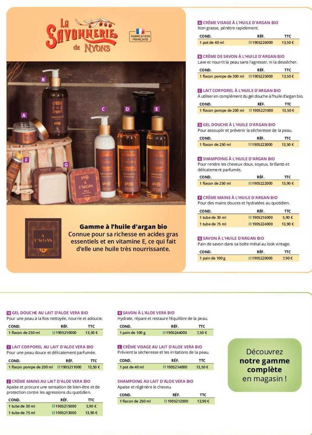 la savonnerie de nyons gamme à l'huile d'argen bio