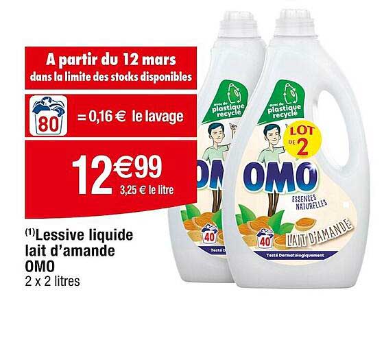 lessive liquide lait d'amande omo