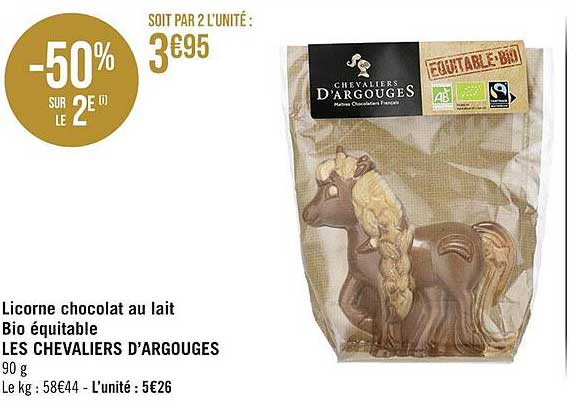 licorne chocolat au lait bio équitable les chevaliers d'argouges