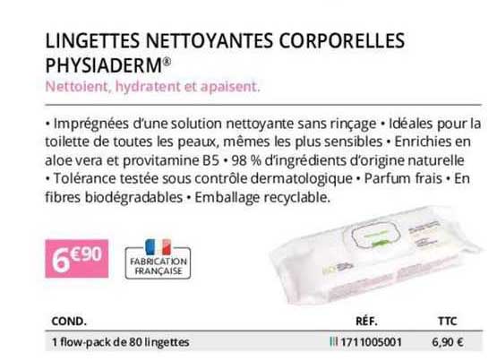 lingettes nettoyantes corporelles physiaderm