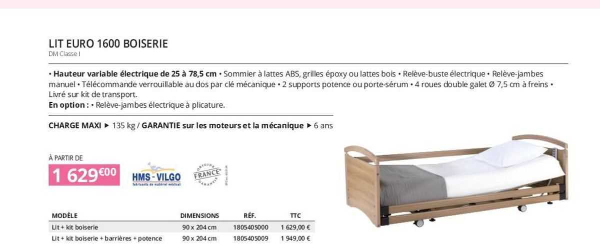 lit euro 1600 boiserie