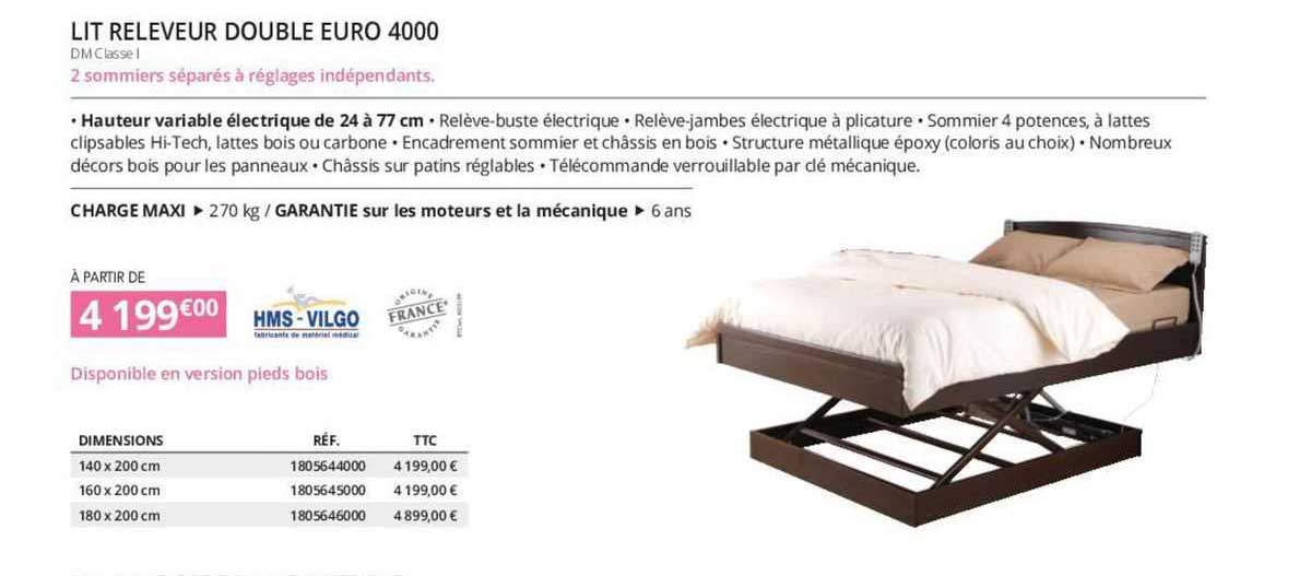 lit releveur double euro 4000 hms-vilgo
