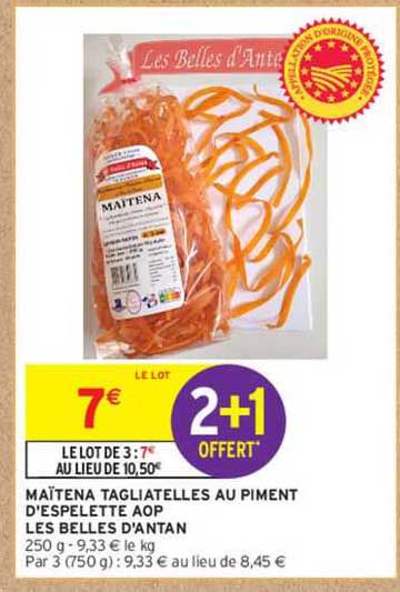 maïtena tagliatelles au piment d'espelette aop les belles d'antan