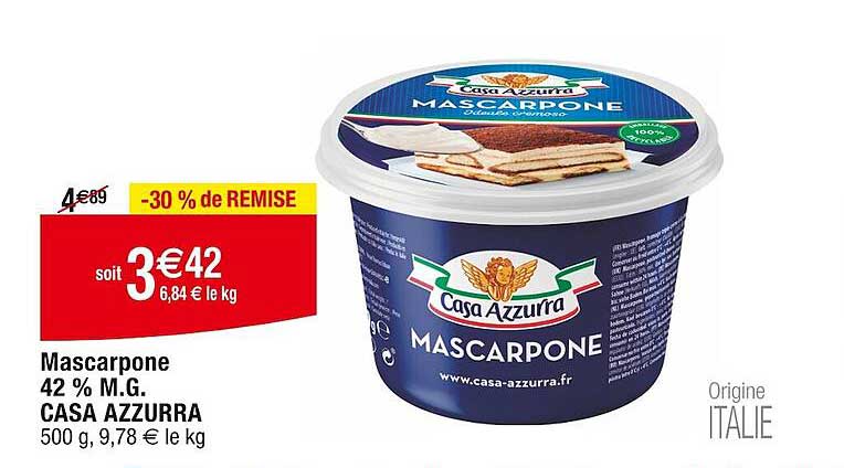 mascarpone 42% m.g. casa azzurra