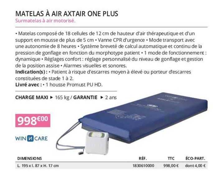 matelas à air axtair one plus win n care