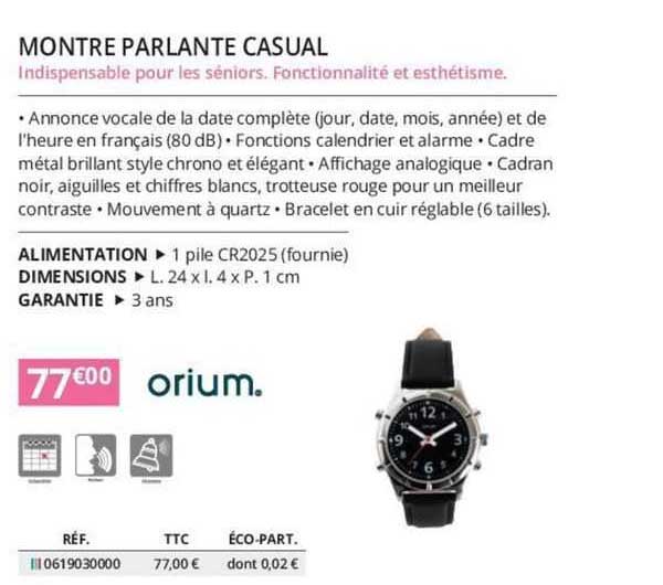 montre parlante casual orium.