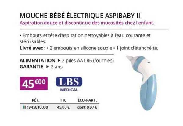 mouche-bébé électrique aspibaby ii lbs médical