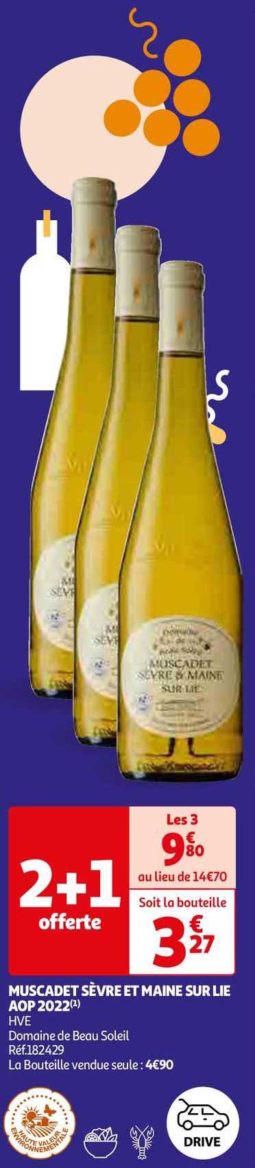 muscadet sèvre et maine sur lie aop 2022 hve domaine de beau soleil