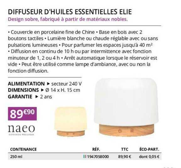 naeo diffuseur d'huiles essentielles elie