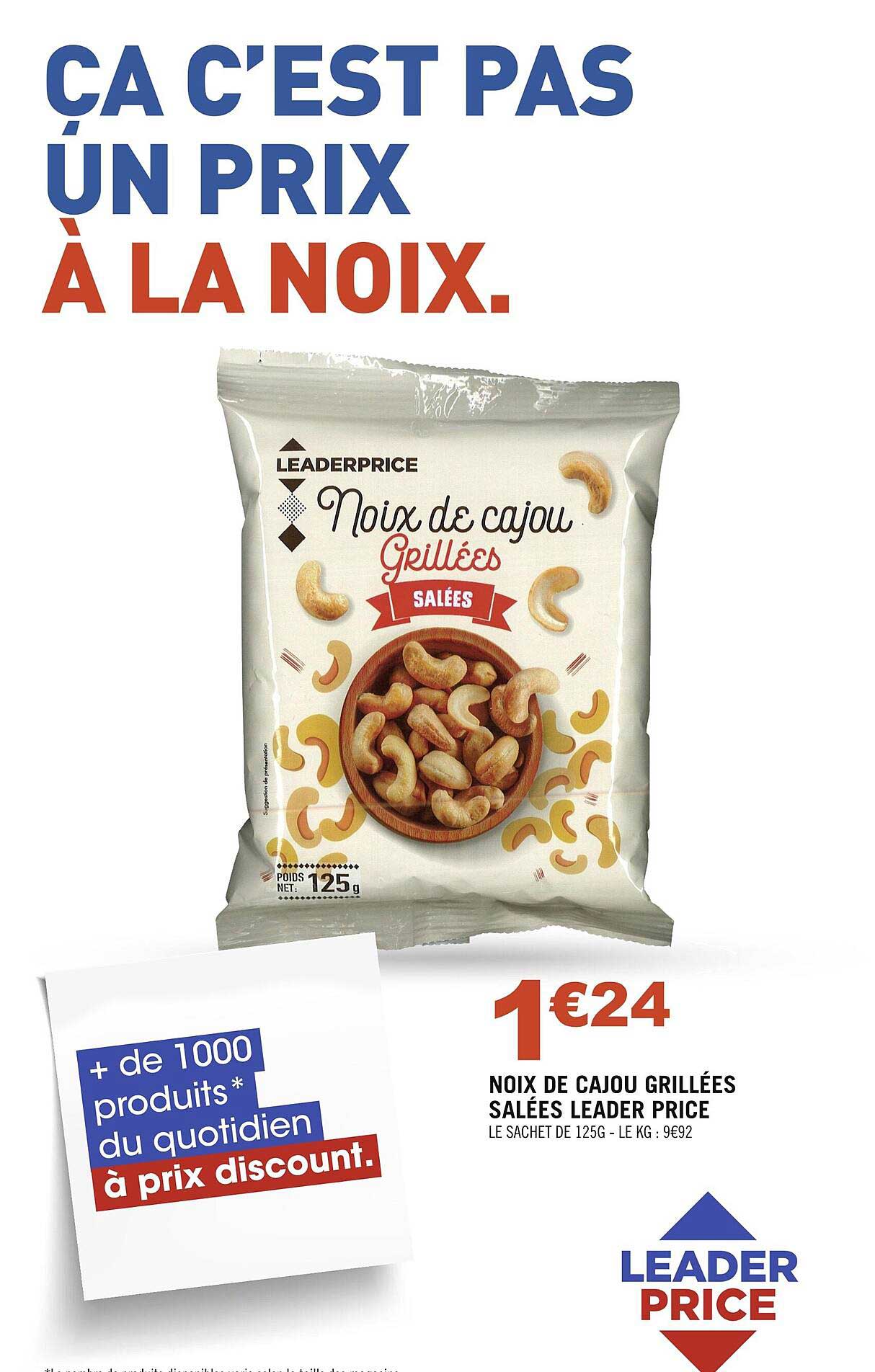 noix de cajou grillées salées leader price