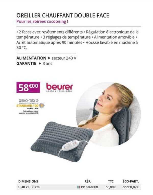Oreiller Chauffant Double Face Beurer