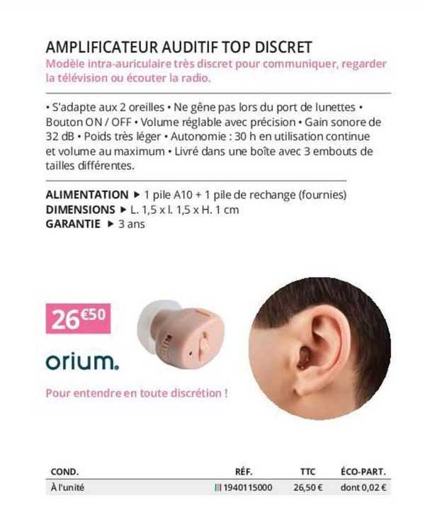 orium. amplificateur auditif top discret