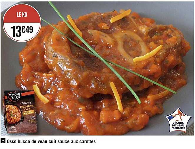 osso bucco de veau cuit sauce aux carottes