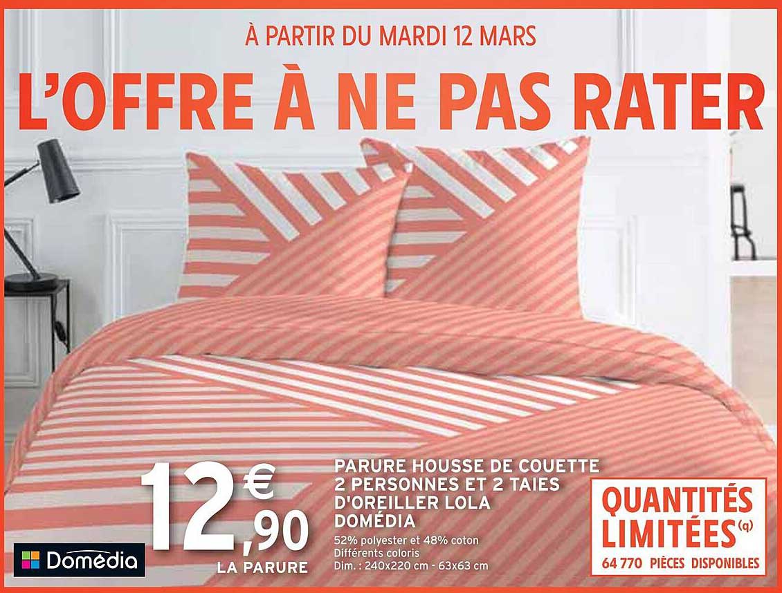 Parure Housse De Couette 2 Personnes Et 2 Taies D'oreiller Lola Domédia